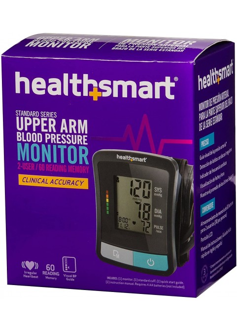 HealthSmart Digital Blood Pressure Monitor with Automatic Wrist Cuff that Displays Blood Pressure, Pulse Rate and Irregular Heartbeat, Stores up to 120 Readings for 2 Users, Black