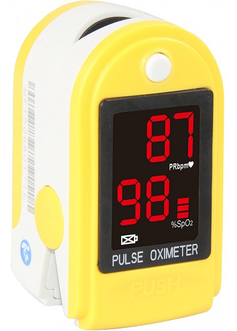 Concord Basics Blue Fingertip Pulse Oximeter Blood Oxygen Saturation Monitor with Carrying Case, Batteries, Silicone Cover and Lanyard