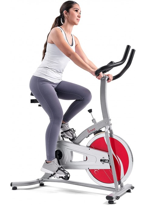 Sunny Health &amp; Fitness Indoor Cycle Exercise Bike with Heavy Chrome 49 LB / 22 LB Flywheel