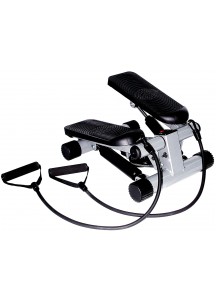 Sunny Health &amp; Fitness Mini Stepper with Resistance Bands, Black